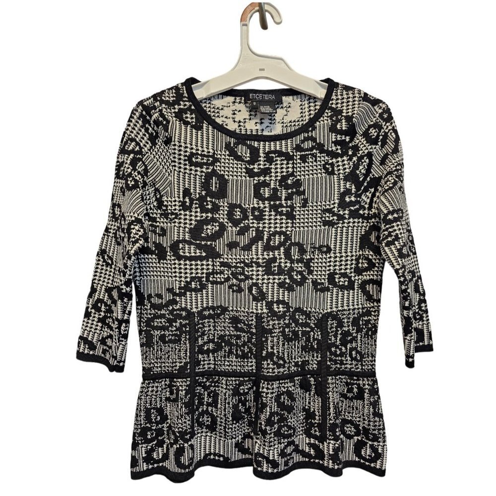 Women's Top, Fit & Flare Body, 3/4 Sleeve, Etcetera, Size S